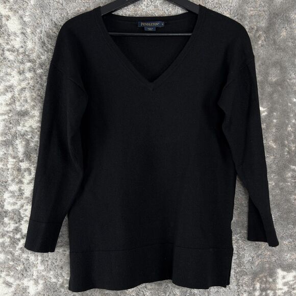 Pendleton Womens Size S Casual V Neck Sweater Black Pullover Outdoor - Picture 1 of 5